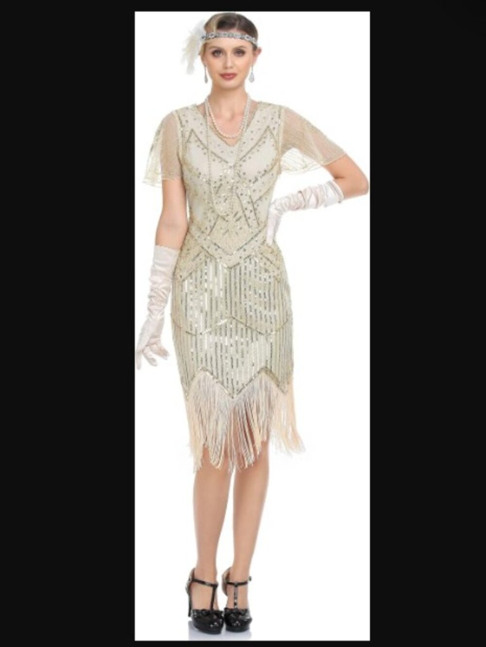 1920s Inspired Knee Length Dress Flapper Dress